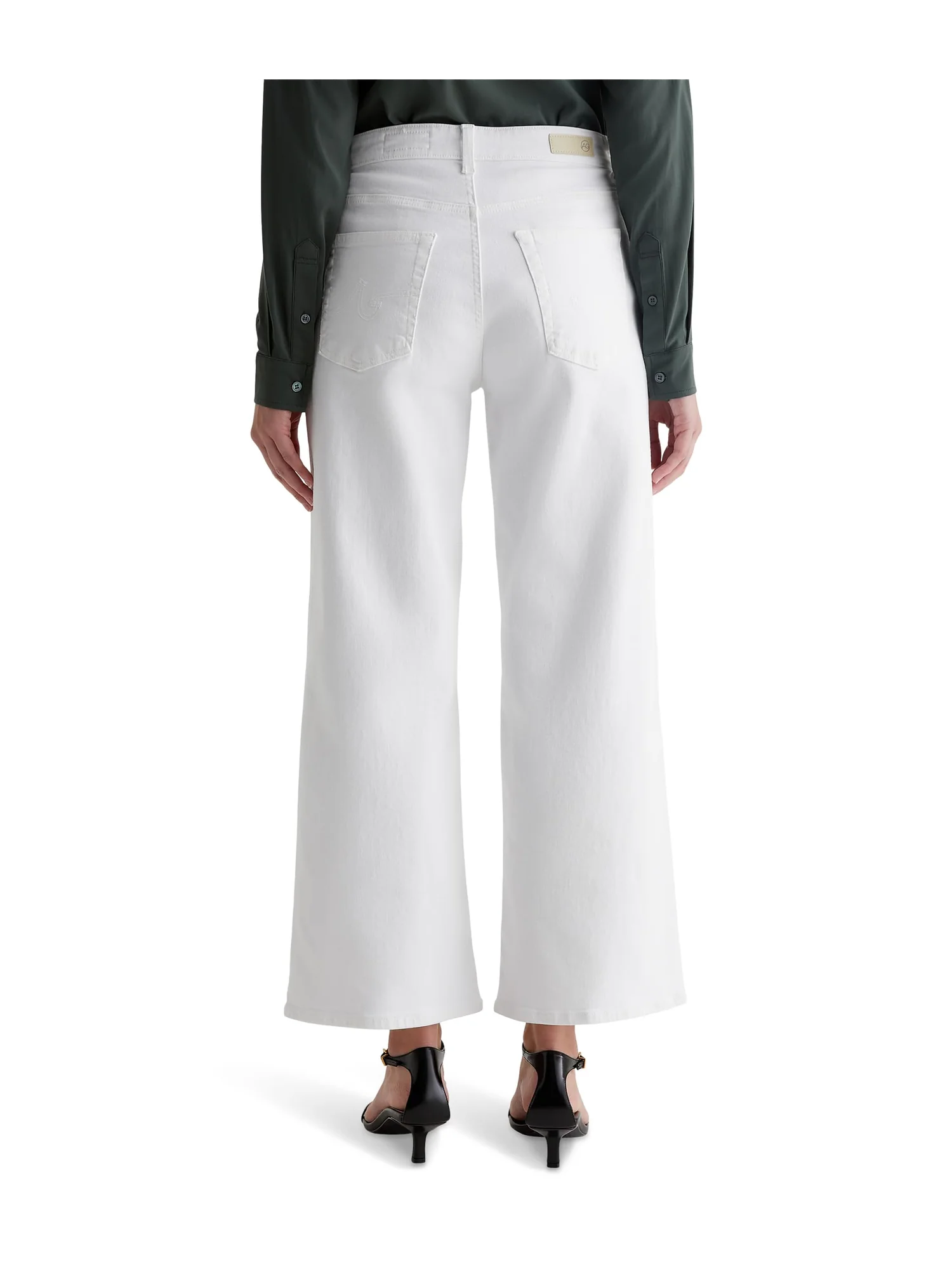 Джинсы AG Jeans Saige Mid-Rise Wide Leg Jeans in Gallery White — изображение 3 из 6, белый