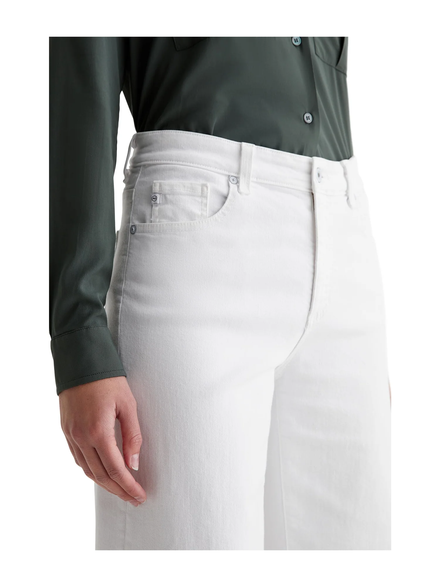 Джинсы AG Jeans Saige Mid-Rise Wide Leg Jeans in Gallery White — изображение 4 из 6, белый