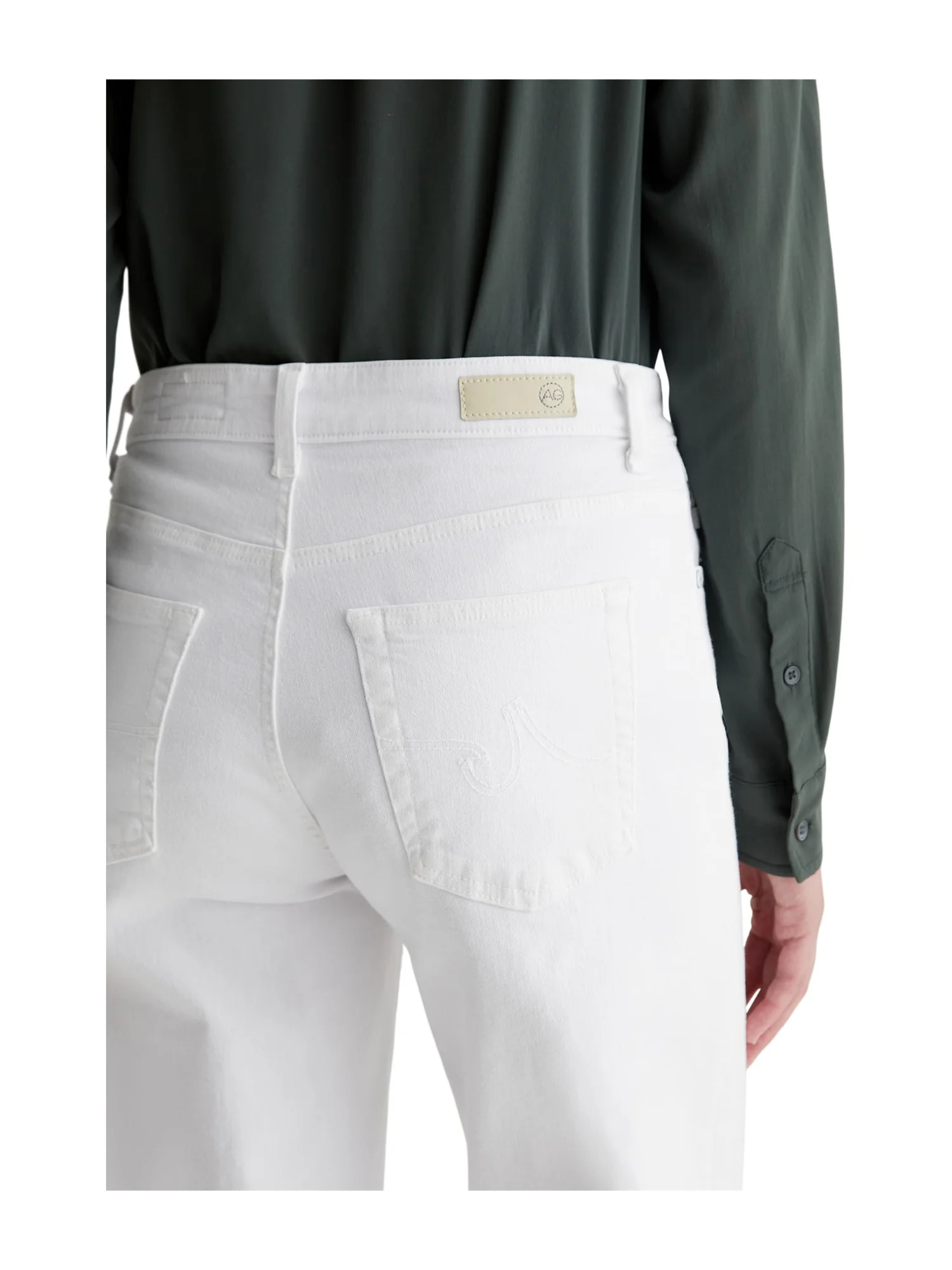 Джинсы AG Jeans Saige Mid-Rise Wide Leg Jeans in Gallery White — изображение 5 из 6, белый