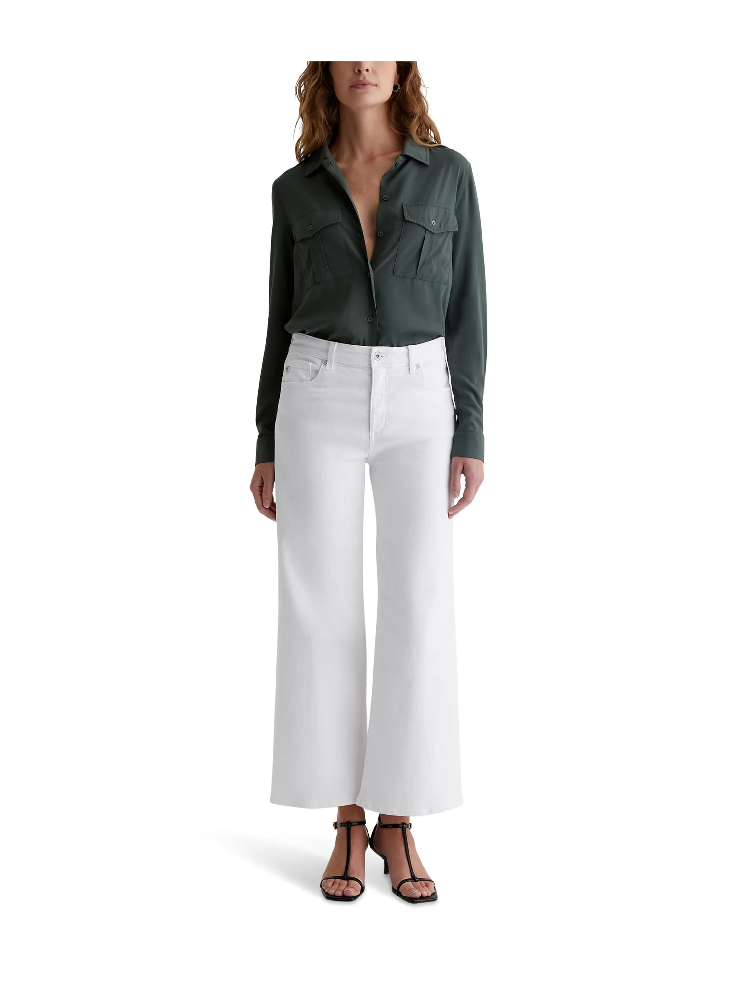 Джинсы AG Jeans Saige Mid-Rise Wide Leg Jeans in Gallery White — изображение 6 из 6, белый