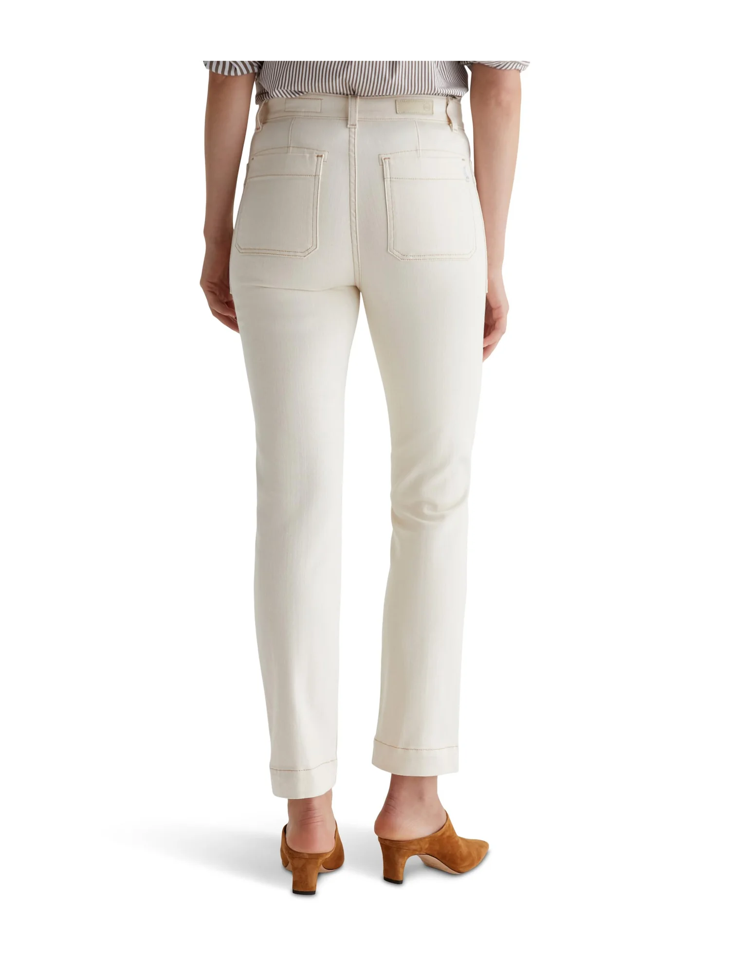 Джинсы AG Jeans Lila Utility Mid-Rise Straight Jeans in White Oat — изображение 2 из 5, белый