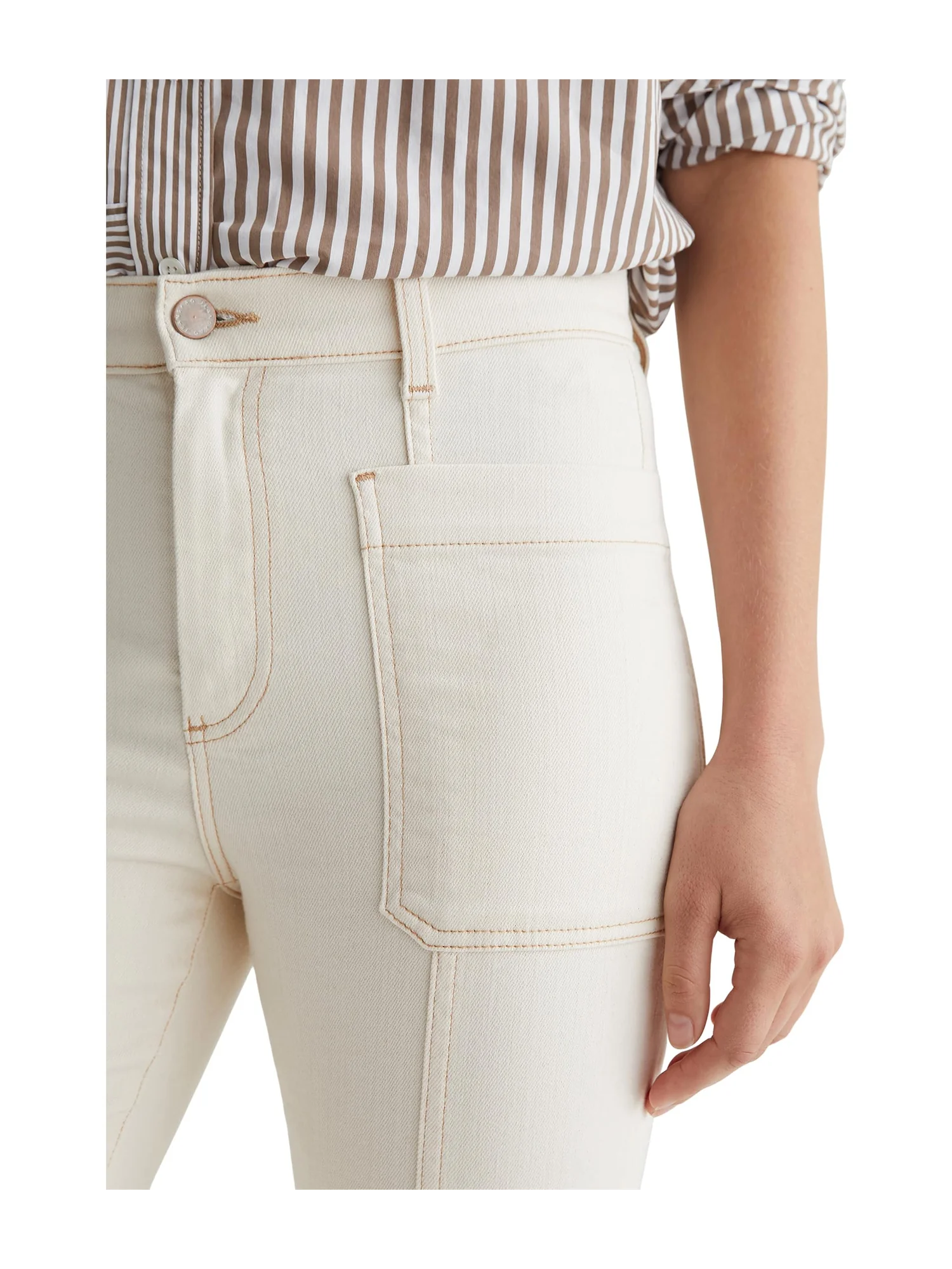 Джинсы AG Jeans Lila Utility Mid-Rise Straight Jeans in White Oat — изображение 3 из 5, белый