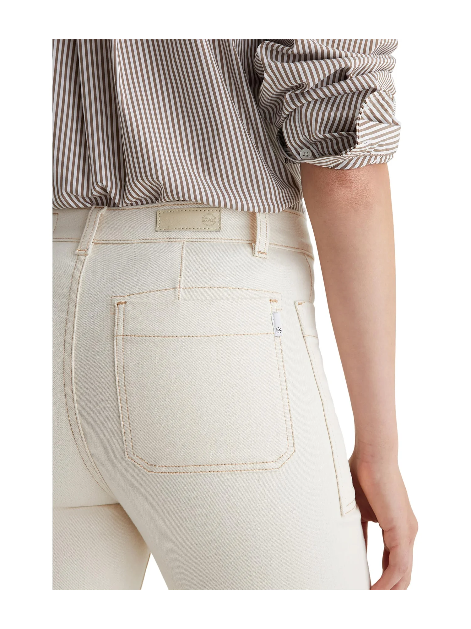 Джинсы AG Jeans Lila Utility Mid-Rise Straight Jeans in White Oat — изображение 4 из 5, белый
