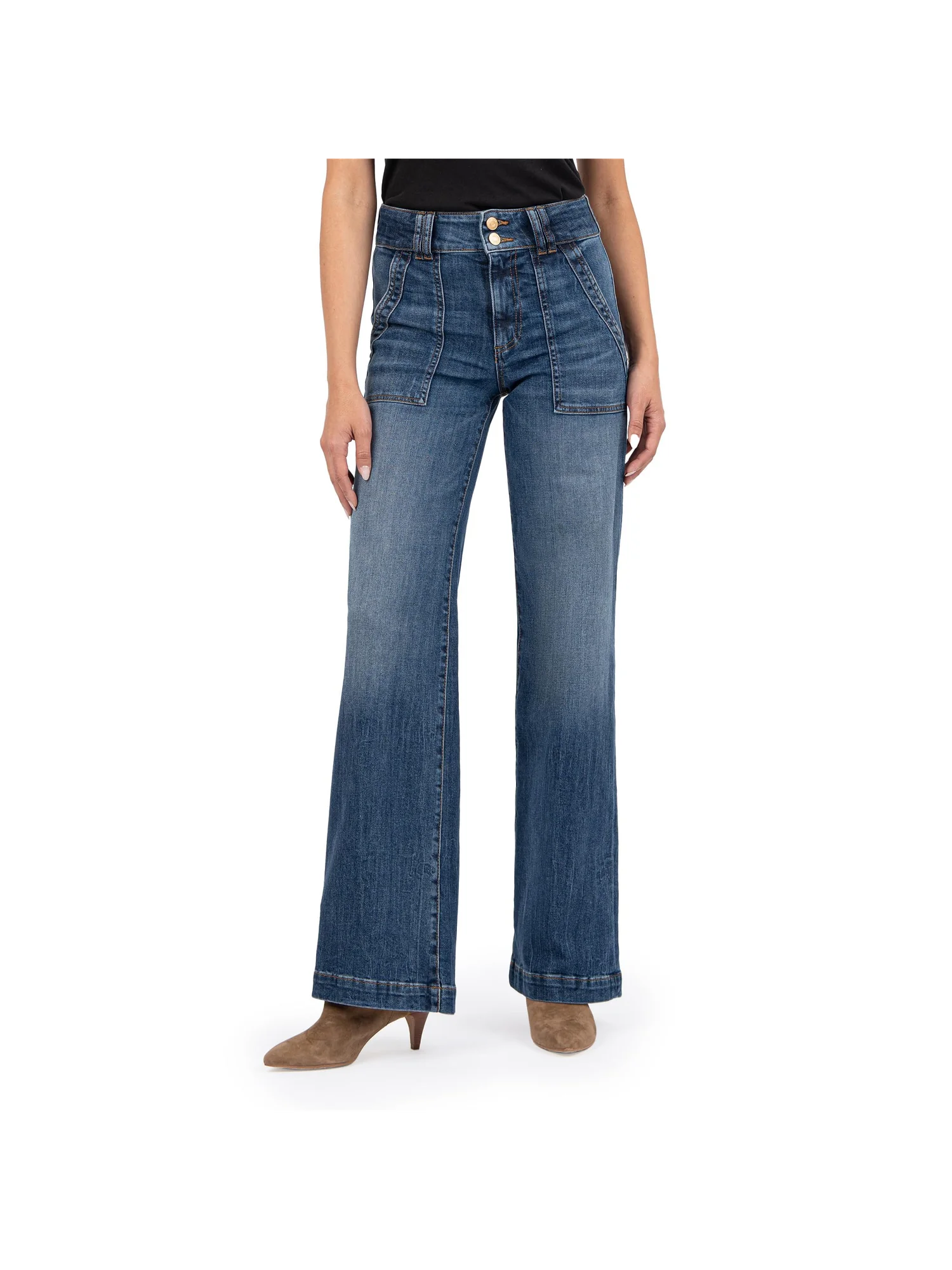 Джинсы KUT from the Kloth JODI HIGH RISE WIDE LEG -PORKCHOP FRONT POCKETS, цвет FAIRNESS