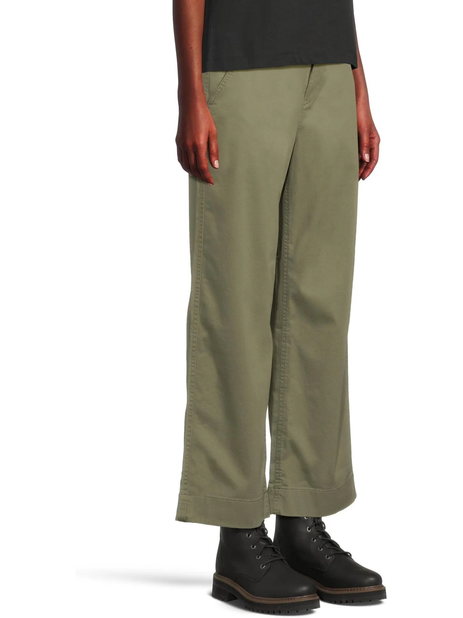 Джинсы L.L.Bean Comfort Stretch Chino Mid-Rise Wide-Leg Pants — изображение 2 из 5, оливковый