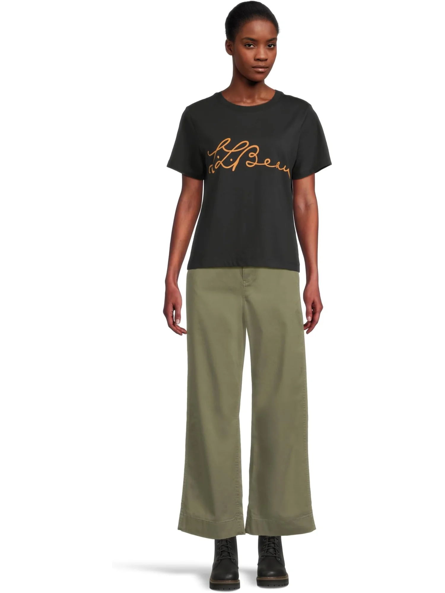 Джинсы L.L.Bean Comfort Stretch Chino Mid-Rise Wide-Leg Pants — изображение 5 из 5, оливковый