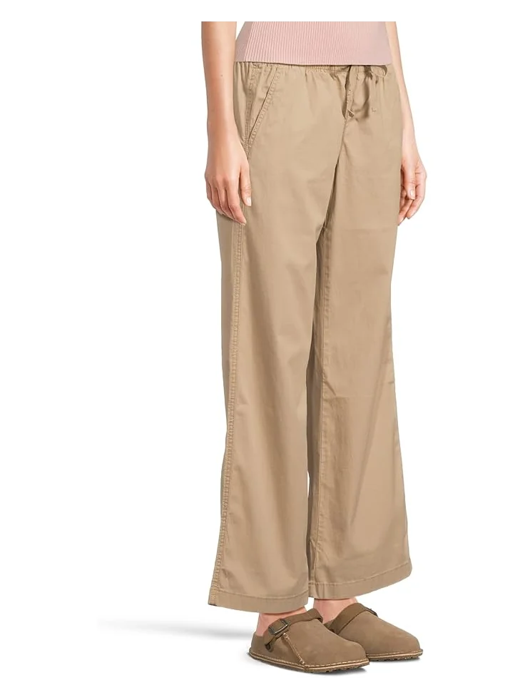 Брюки L.L.Bean Lakewashed Pull-On Wide-Leg Striped Chambray Pants — изображение 2 из 6, глубокий песочный