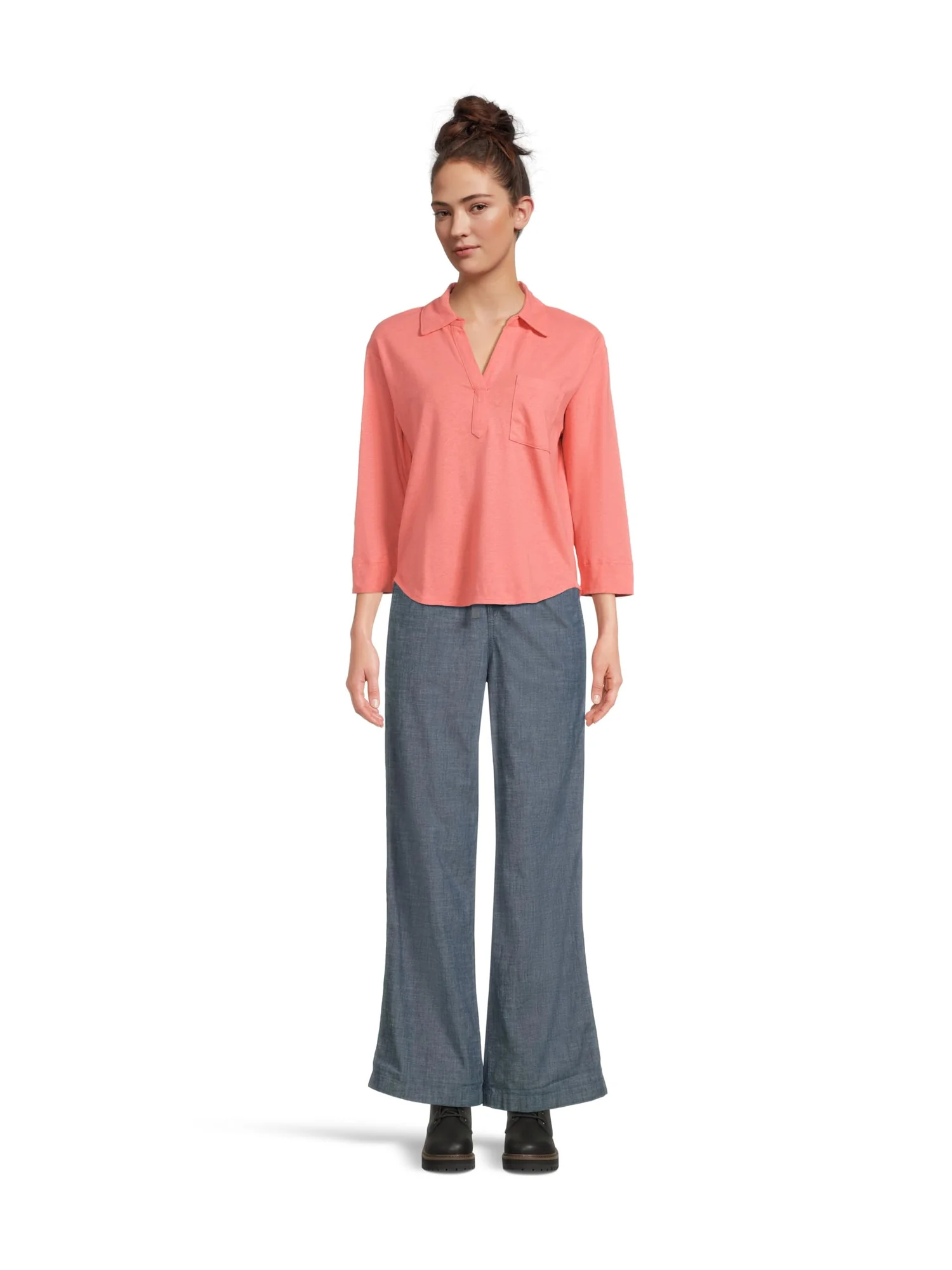 Брюки L.L.Bean Lakewashed Pull-On Wide Leg Pants — изображение 5 из 5, синий
