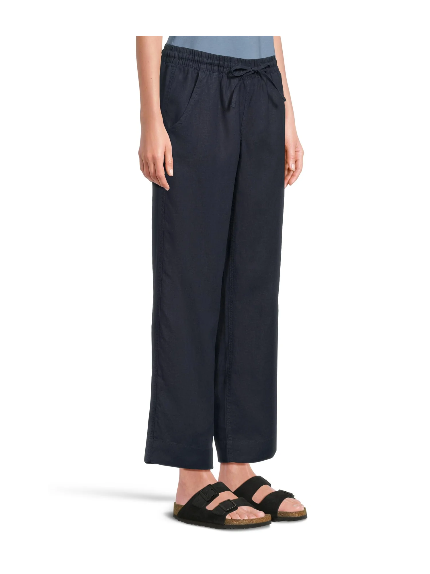 Брюки L.L.Bean Premium Linen Breezy Striped Pull-On Pants — изображение 2 из 5, классический темно-синий