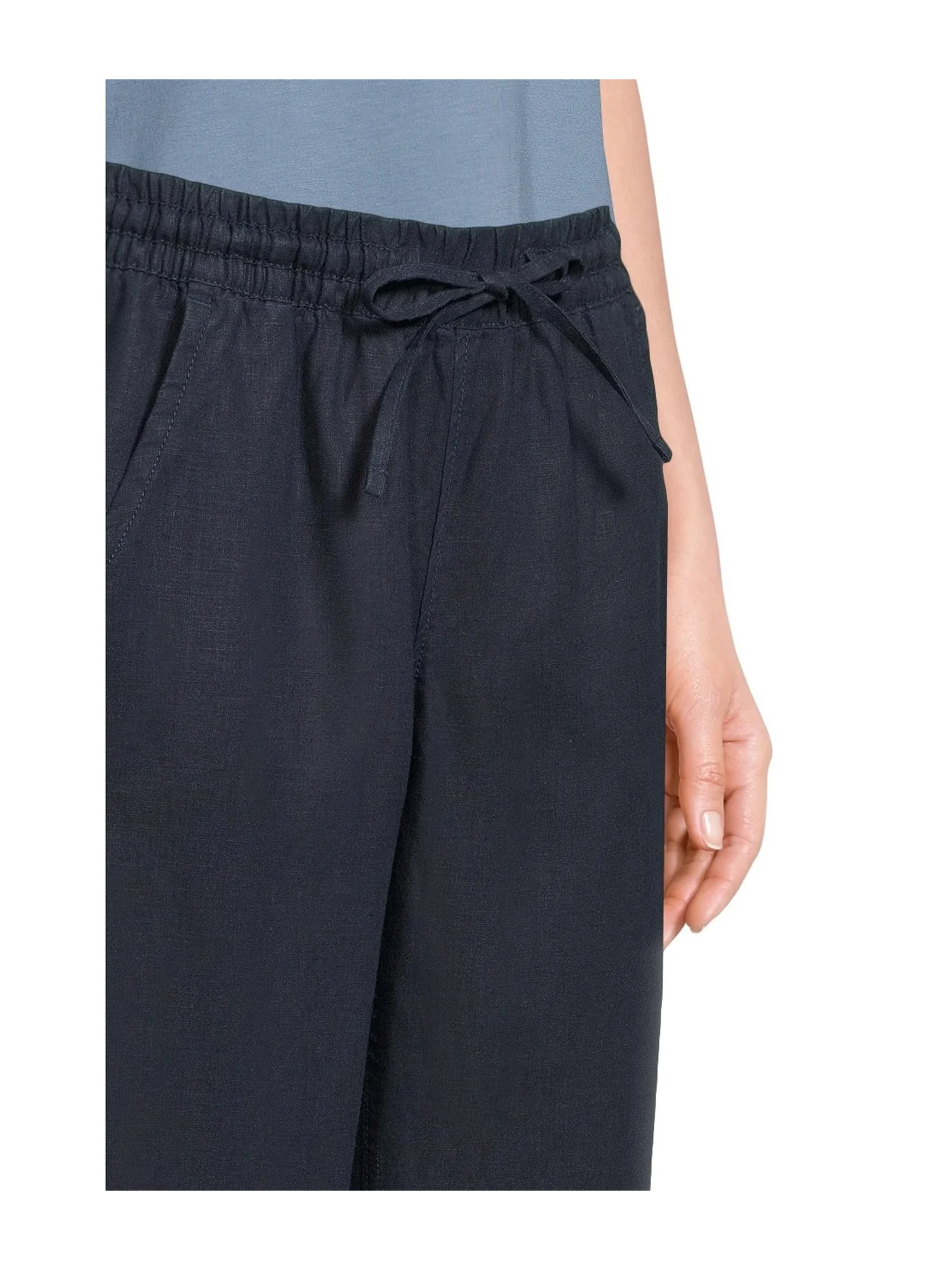 Брюки L.L.Bean Premium Linen Breezy Striped Pull-On Pants — изображение 4 из 5, классический темно-синий