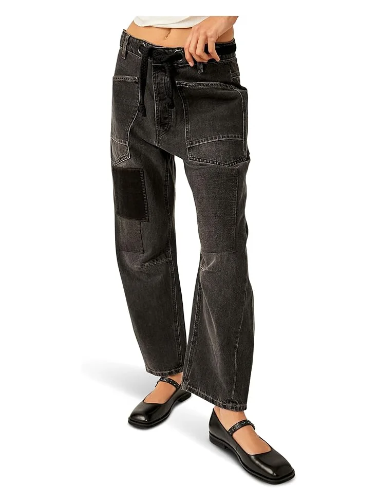 Женские брюки Free People Moxie Low Slung Pull-On Barrel, Night Hawk 2 — изображение 1 из 4, черный