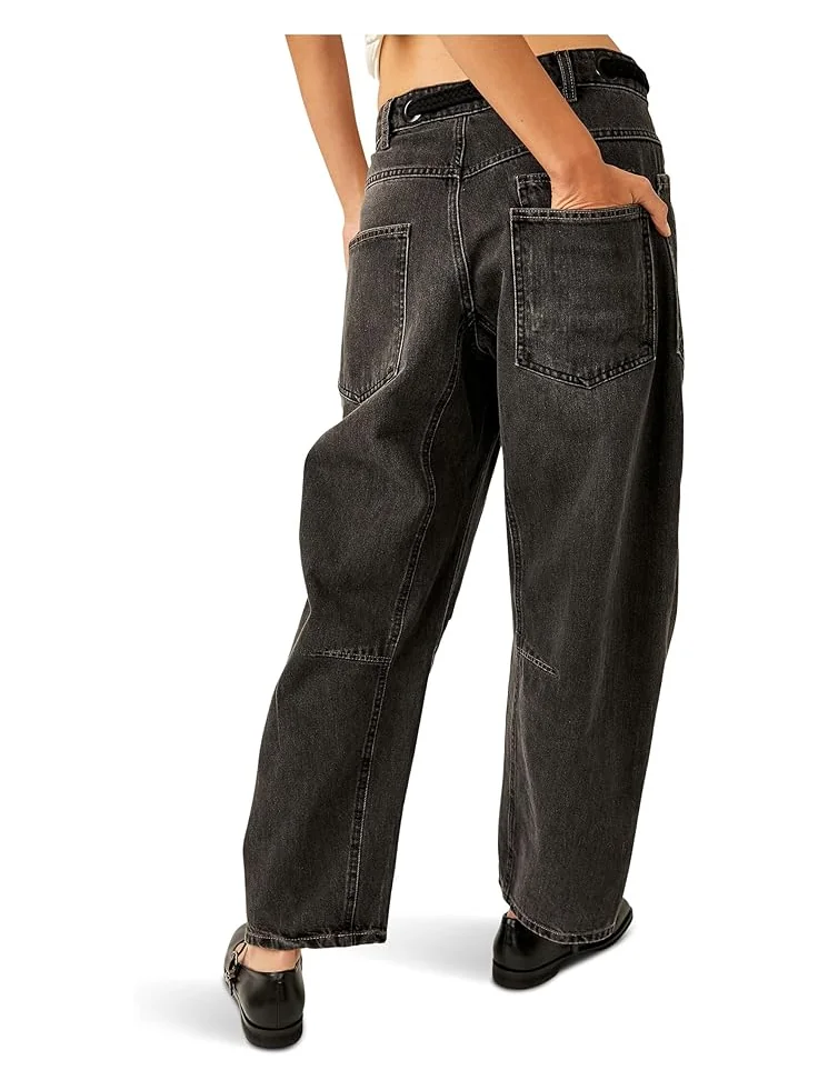 Женские брюки Free People Moxie Low Slung Pull-On Barrel, Night Hawk 2 — изображение 2 из 4, черный