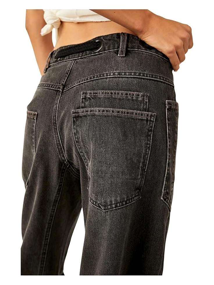 Женские брюки Free People Moxie Low Slung Pull-On Barrel, Night Hawk 2 — изображение 3 из 4, черный