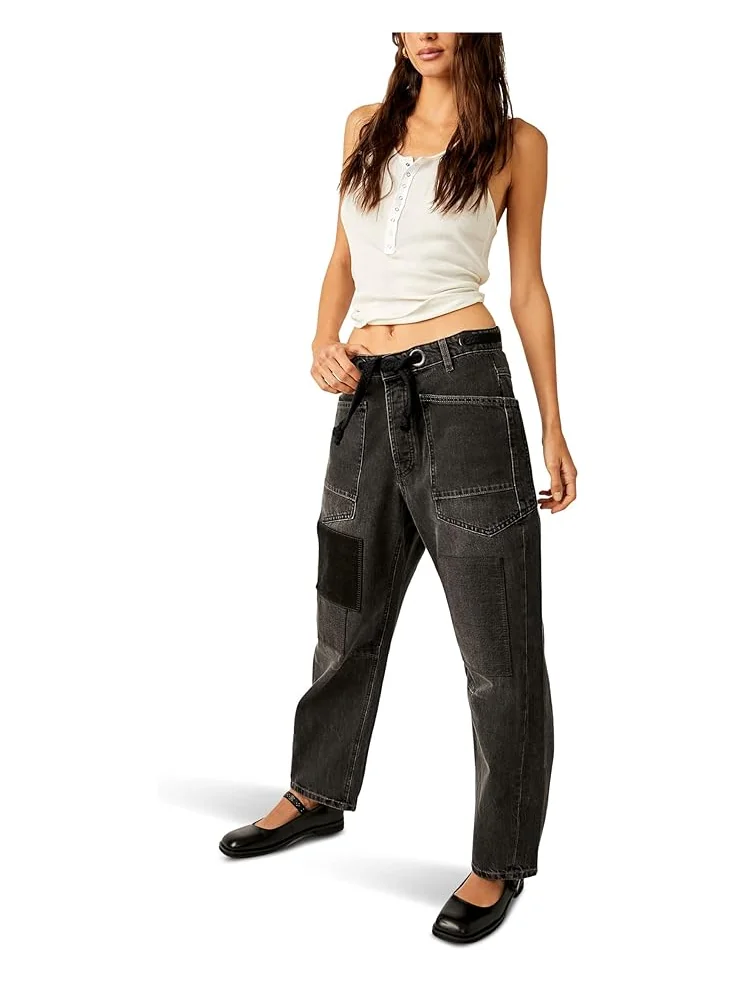 Женские брюки Free People Moxie Low Slung Pull-On Barrel, Night Hawk 2 — изображение 4 из 4, черный
