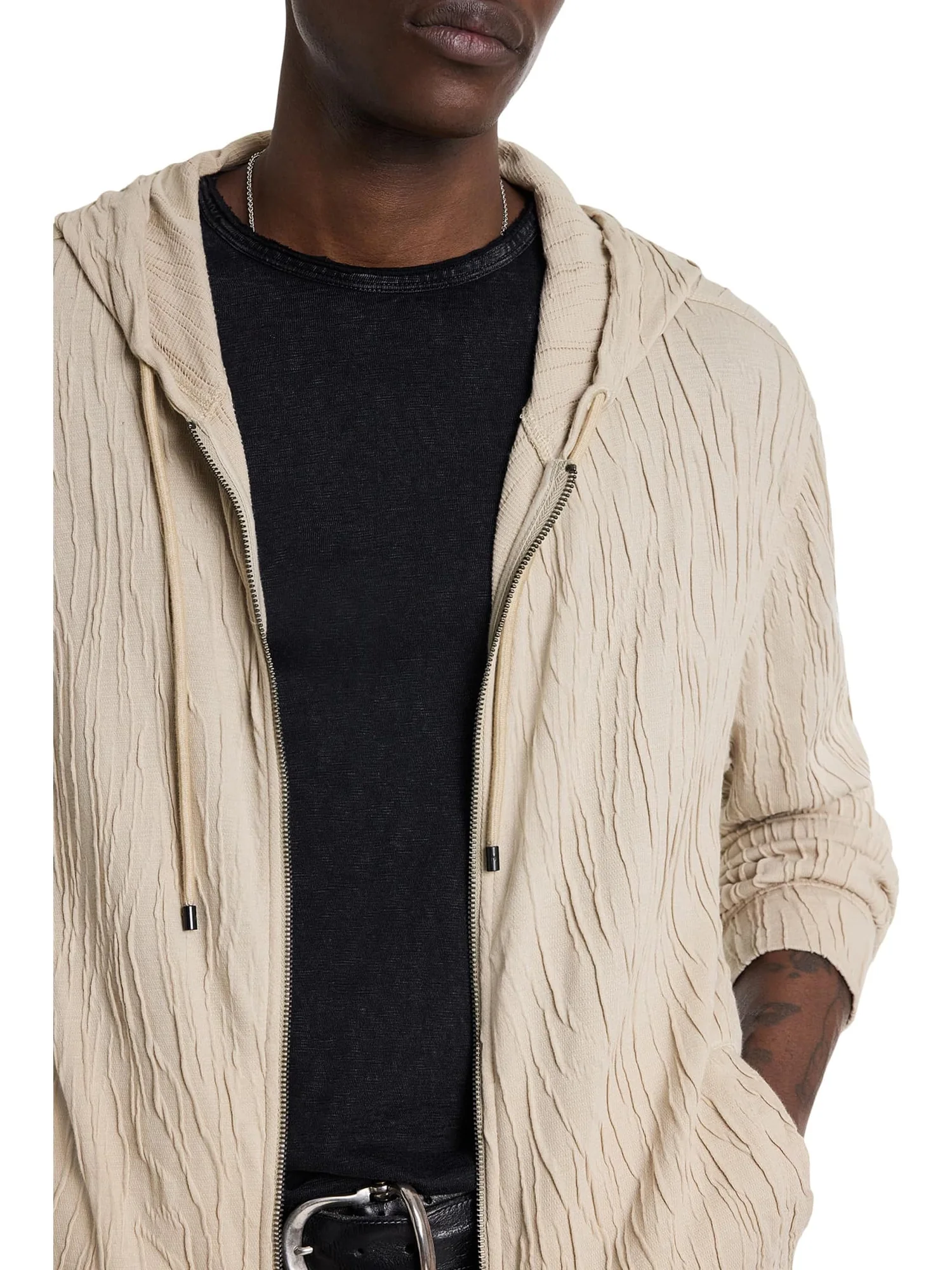 Худи John Varvatos Ihsan Zip Hoodie — изображение 3 из 4, серый