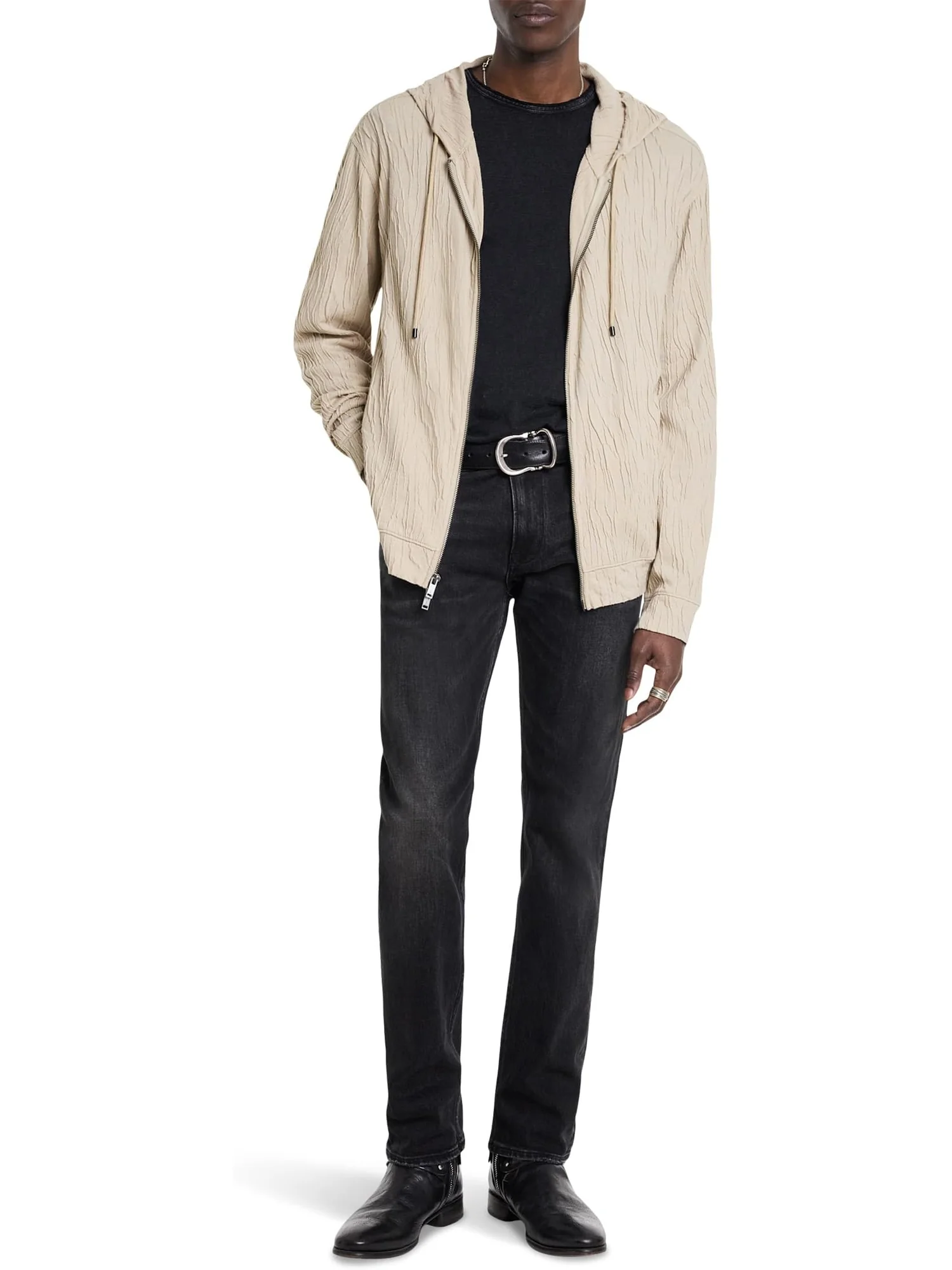 Худи John Varvatos Ihsan Zip Hoodie — изображение 4 из 4, серый