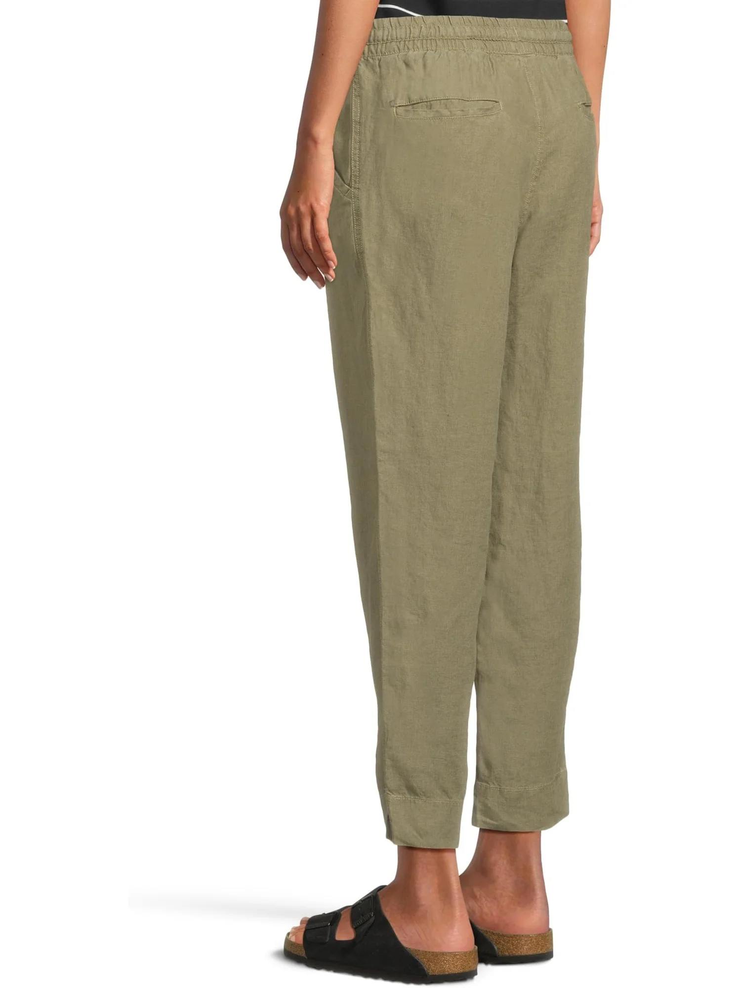 Джинсы L.L.Bean Women's Premium Linen Breezy Pull-On Ankle Pants — изображение 3 из 5, оливковый серый