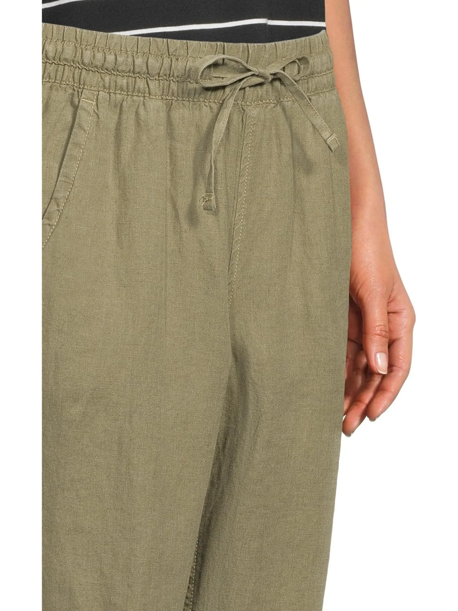 Джинсы L.L.Bean Women's Premium Linen Breezy Pull-On Ankle Pants — изображение 4 из 5, оливковый серый