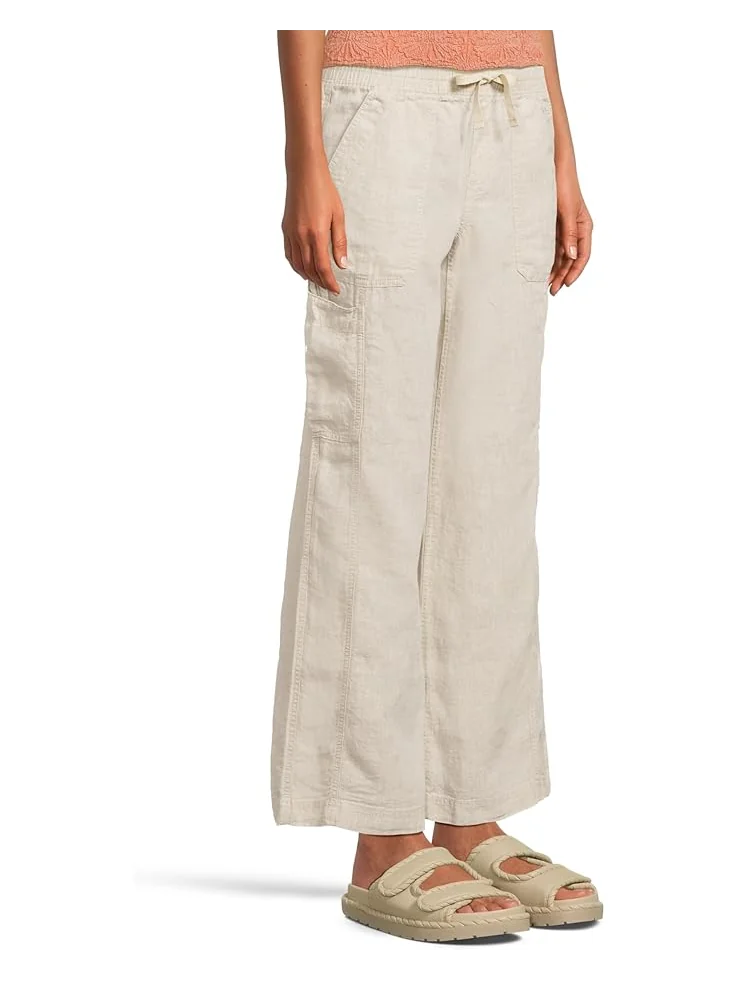 Джинсы L.L.Bean Premium Linen Breezy Mid-Rise Wide Leg Utility Pull-On Pants — изображение 2 из 4, овсяный