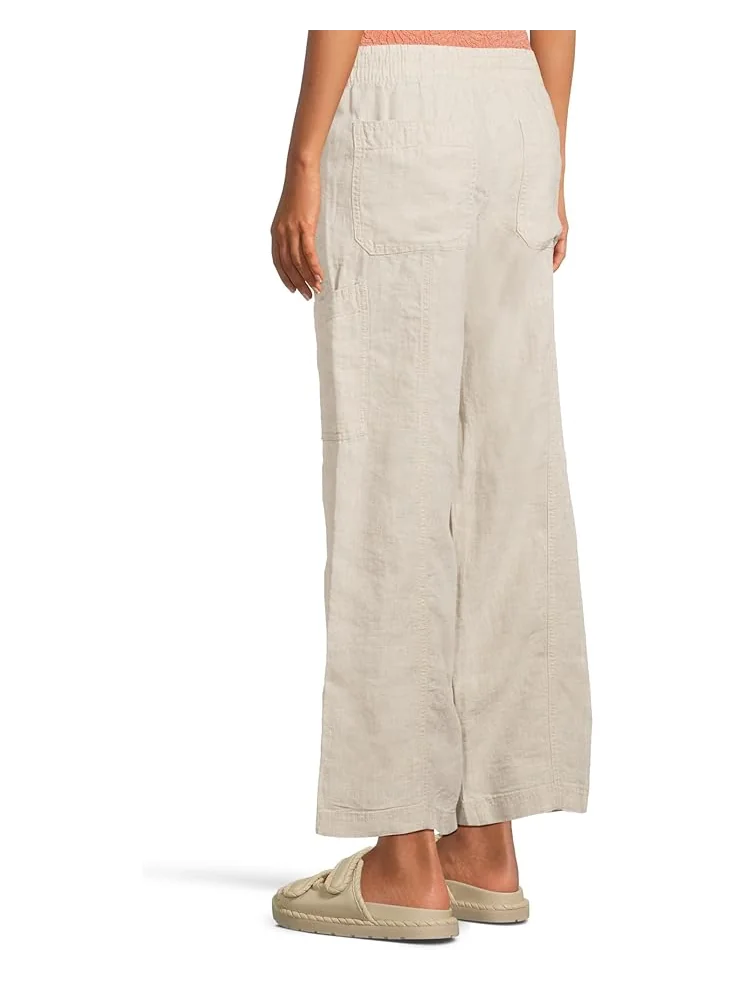 Джинсы L.L.Bean Premium Linen Breezy Mid-Rise Wide Leg Utility Pull-On Pants — изображение 3 из 4, овсяный