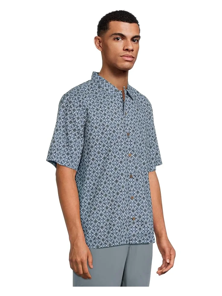 Рубашка L.L.Bean Tropics Shirt Short Sleeve Traditional Fit Print Shirt, цвет Mariner Geo — изображение 2 из 5