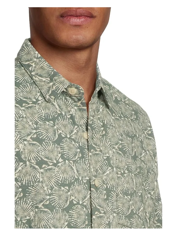 Рубашка L.L.Bean Lakewashed Performance Button Front Shirt Short Sleeve Traditional Fit Print — изображение 4 из 5, зеленый