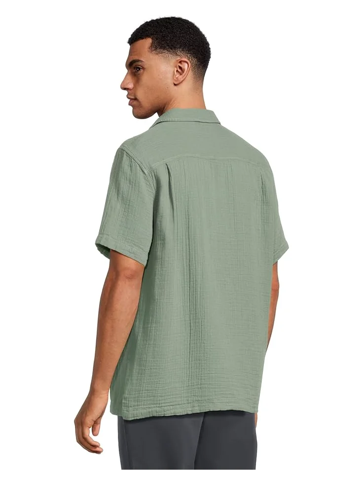 Рубашка L.L.Bean Vacationland Gauze Shirt Short Sleeve, Slightly Fitted — изображение 3 из 5, зеленый