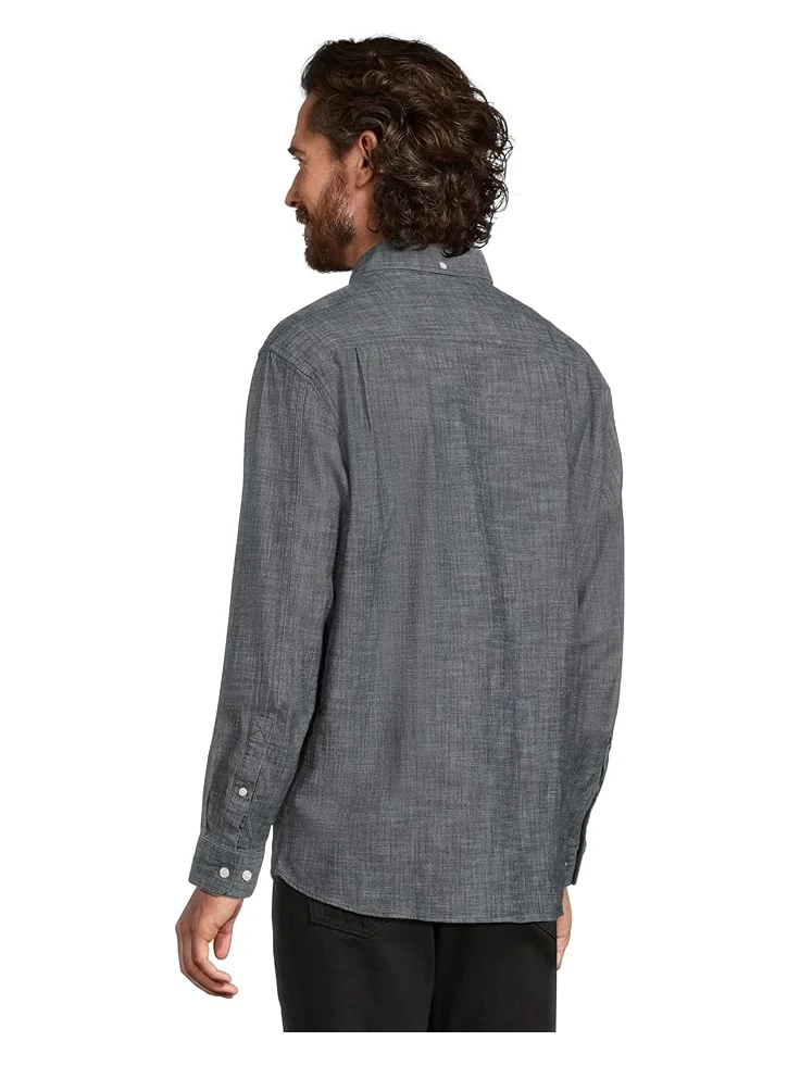 Рубашка L.L.Bean Comfort Stretch Chambray Shirt, Traditional Untucked Fit, Long-Sleeve — изображение 3 из 5, темный индиго