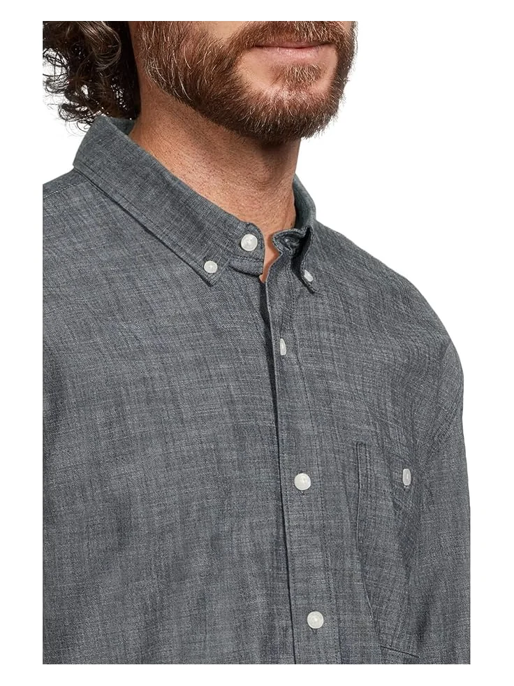 Рубашка L.L.Bean Comfort Stretch Chambray Shirt, Traditional Untucked Fit, Long-Sleeve — изображение 4 из 5, темный индиго