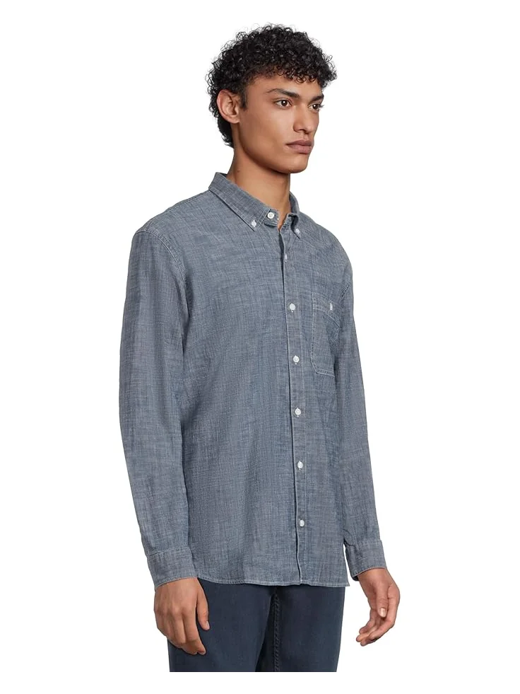 Рубашка L.L.Bean Comfort Stretch Chambray Shirt, Traditional Untucked Fit, Long-Sleeve — изображение 2 из 5, синий
