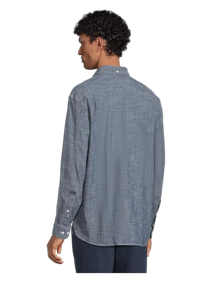 Рубашка L.L.Bean Comfort Stretch Chambray Shirt, Traditional Untucked Fit, Long-Sleeve — изображение 3 из 5, синий