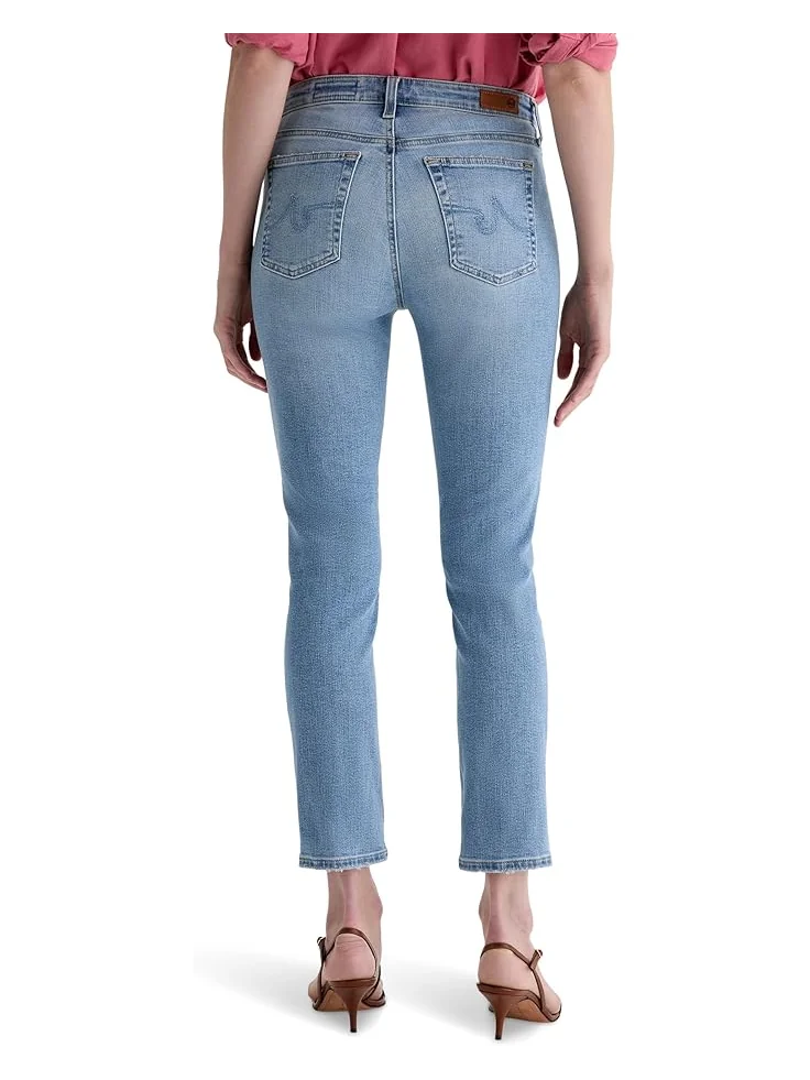 Джинсы AG Jeans Mari Mid-Rise Slim Straight Crop Jeans in Marina Blue — изображение 3 из 6, синий