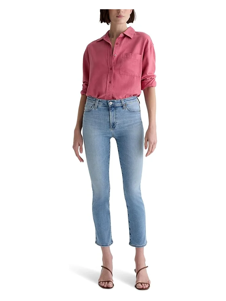 Джинсы AG Jeans Mari Mid-Rise Slim Straight Crop Jeans in Marina Blue — изображение 6 из 6, синий