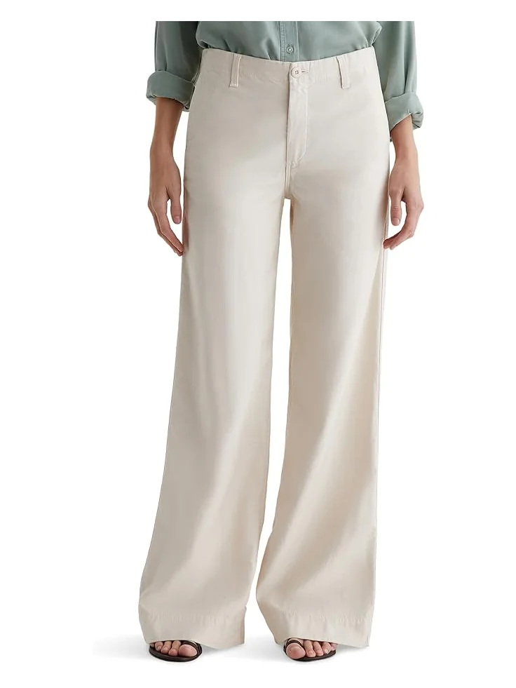 Брюки AG Jeans Laurent Mid Rise Utility Wide Leg Pants — серебристый