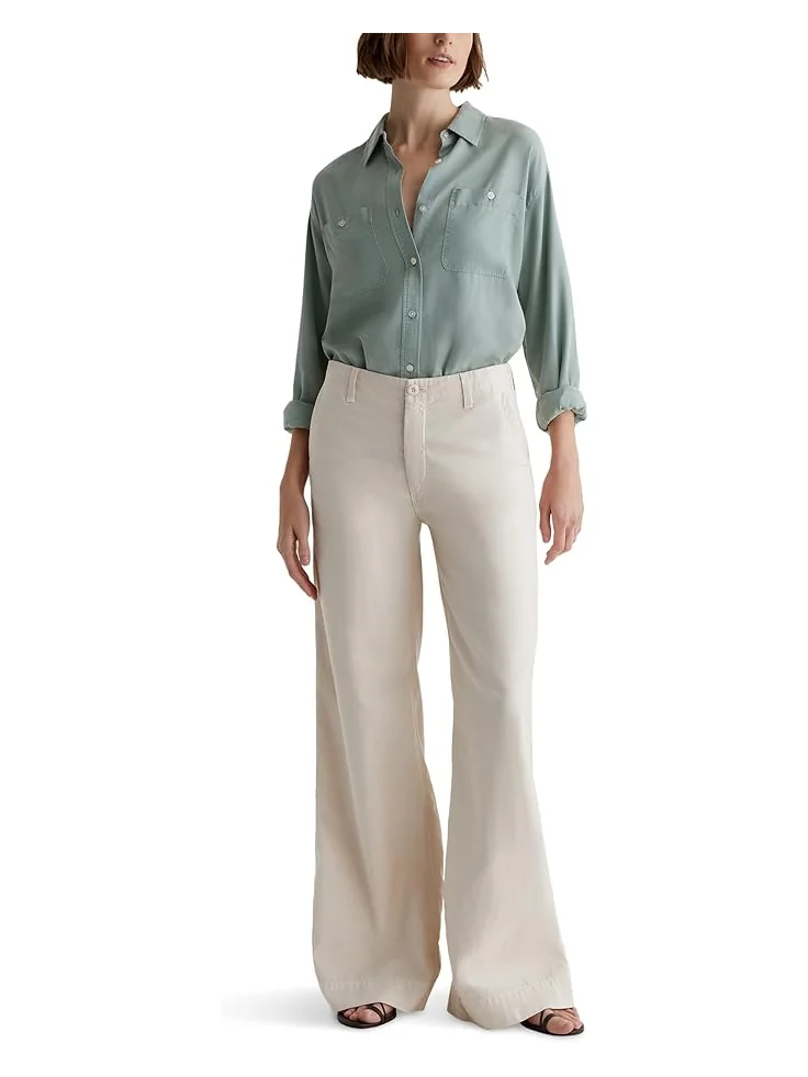 Брюки AG Jeans Laurent Mid Rise Utility Wide Leg Pants — изображение 5 из 5, серебристый