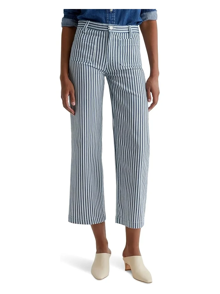 Брюки AG Jeans Kassie Mid Rise Wide Leg Crop — изображение 1 из 5, индиго мульти