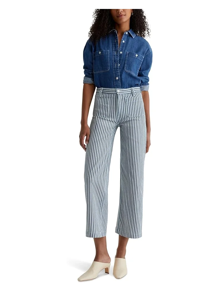 Брюки AG Jeans Kassie Mid Rise Wide Leg Crop — изображение 5 из 5, индиго мульти
