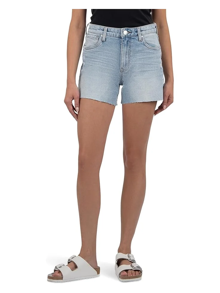 Шорты KUT from the Kloth Jane High-Rise Long Shorts With Raw Hem — изображение 2 из 4, серый