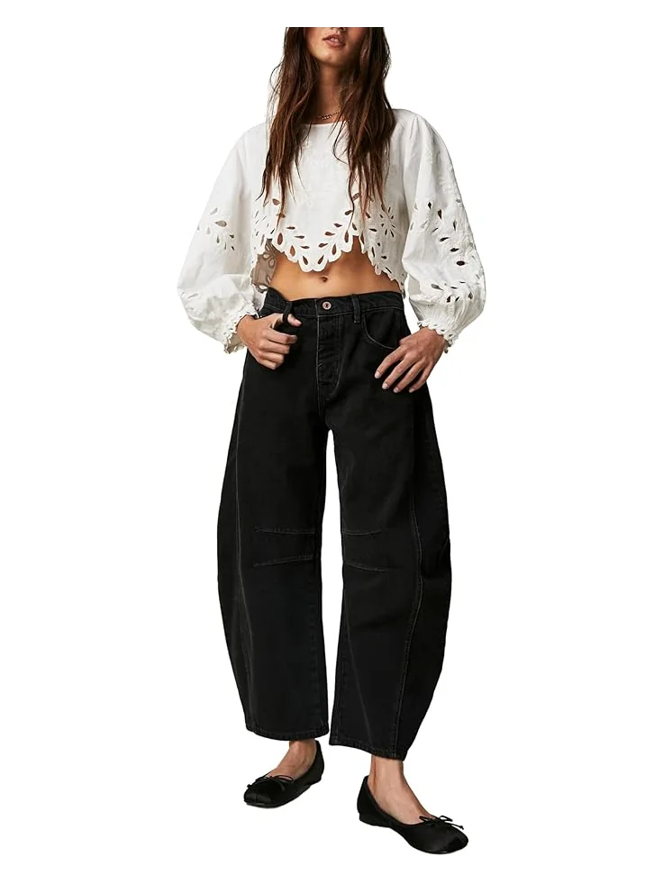 Джинсы Free People We The Free Good Luck Mid-Rise Barrel Jeans, цвет Soundwave
