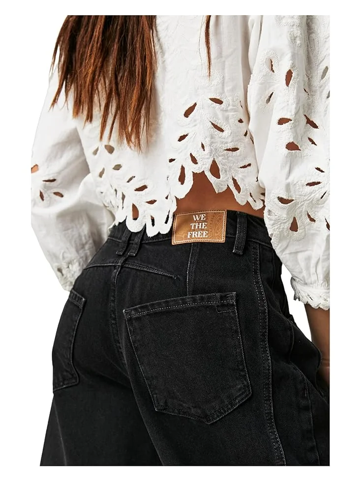 Джинсы Free People We The Free Good Luck Mid-Rise Barrel Jeans, цвет Soundwave — изображение 3 из 3
