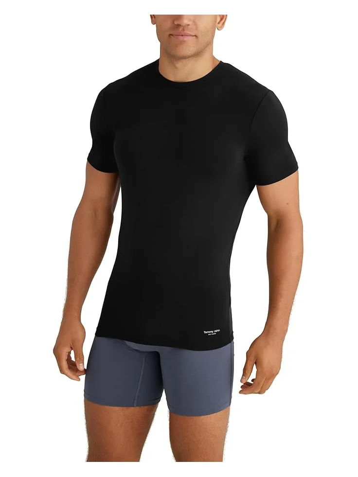 Рубашка Tommy John Second Skin Modal Crewneck Stay Tucked Undershirt 3-Pack — изображение 2 из 3, черный