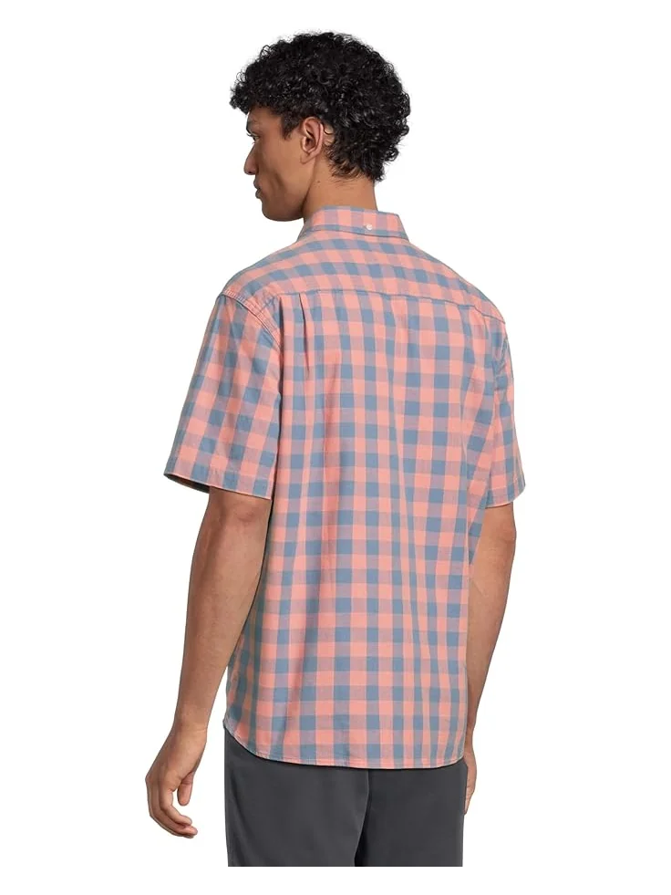 Рубашка L.L.Bean Comfort Stretch Chambray Shirt Short Sleeve Traditional Fit Plaid — изображение 3 из 5, лососевый