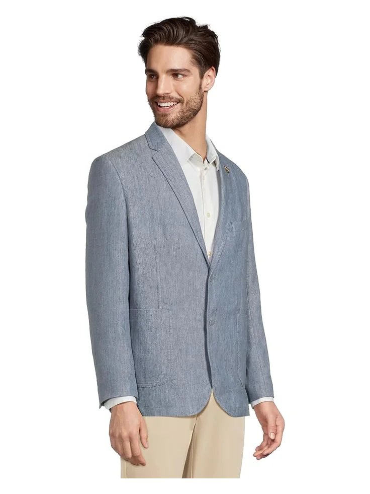 Блейзер Johnston & Murphy Washed Linen Blazer — изображение 2 из 5, светло-синий