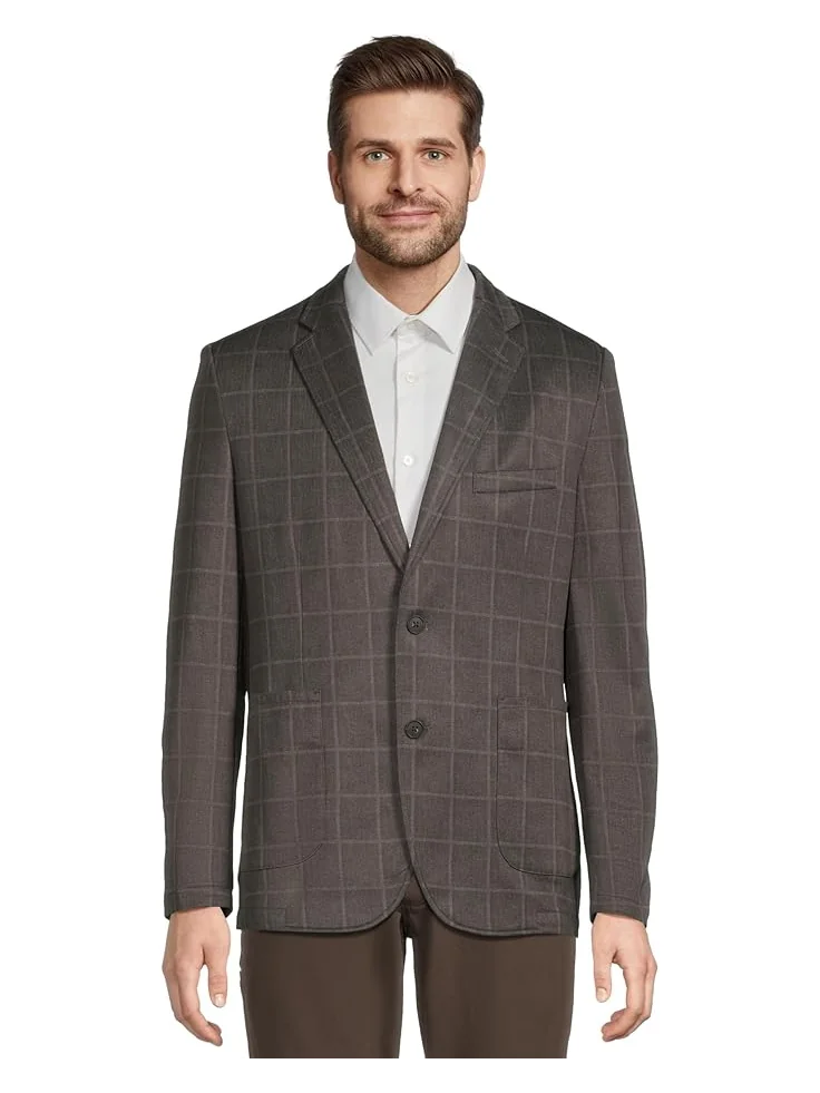 Мужской пиджак Johnston & Murphy XC Flex Unlined Plaid Knit — изображение 1 из 5, коричневый