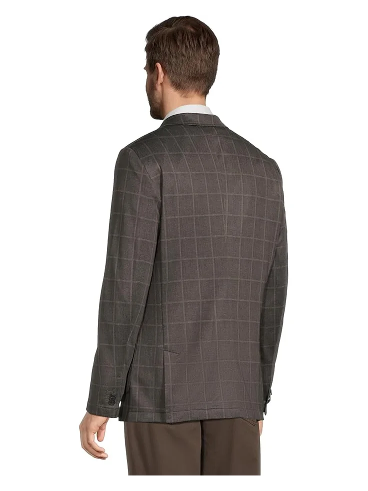 Мужской пиджак Johnston & Murphy XC Flex Unlined Plaid Knit — изображение 3 из 5, коричневый
