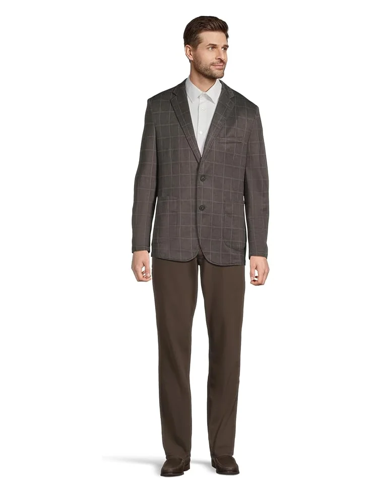 Мужской пиджак Johnston & Murphy XC Flex Unlined Plaid Knit — изображение 5 из 5, коричневый