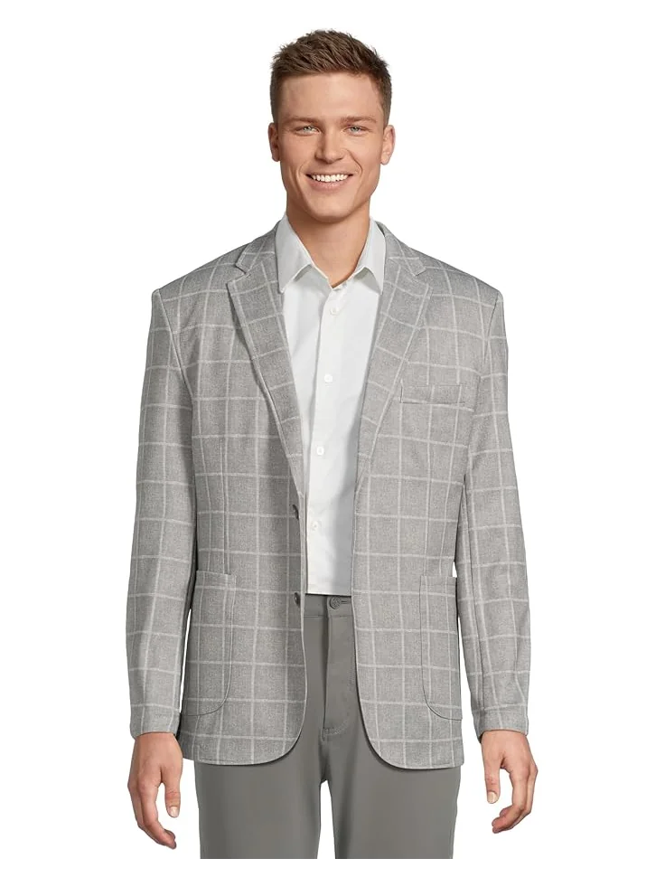 Блейзер Johnston & Murphy Xc Flex Unlined Plaid Knit Blazer — изображение 1 из 5, серый