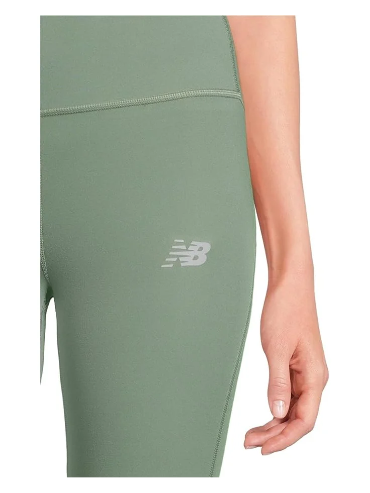 Брюки New Balance Sleek High-Rise Legging 27" — изображение 4 из 5, зеленый