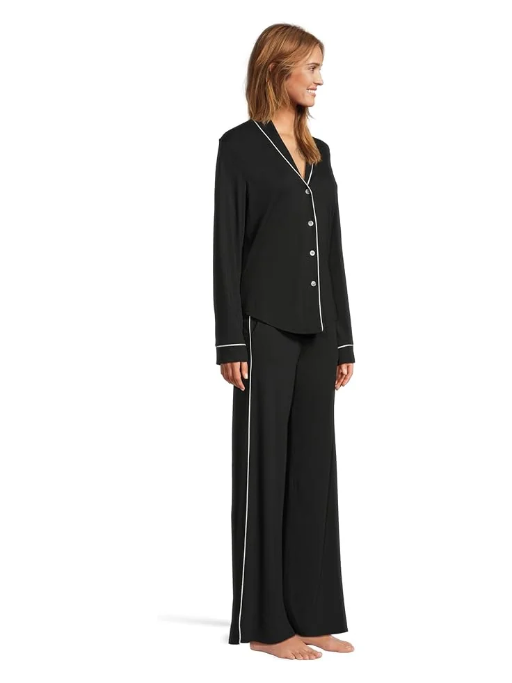 Пижама Cosabella Pima Lusso Longsleeve Top And Pajama Set — изображение 2 из 4, черный/слоновая кость