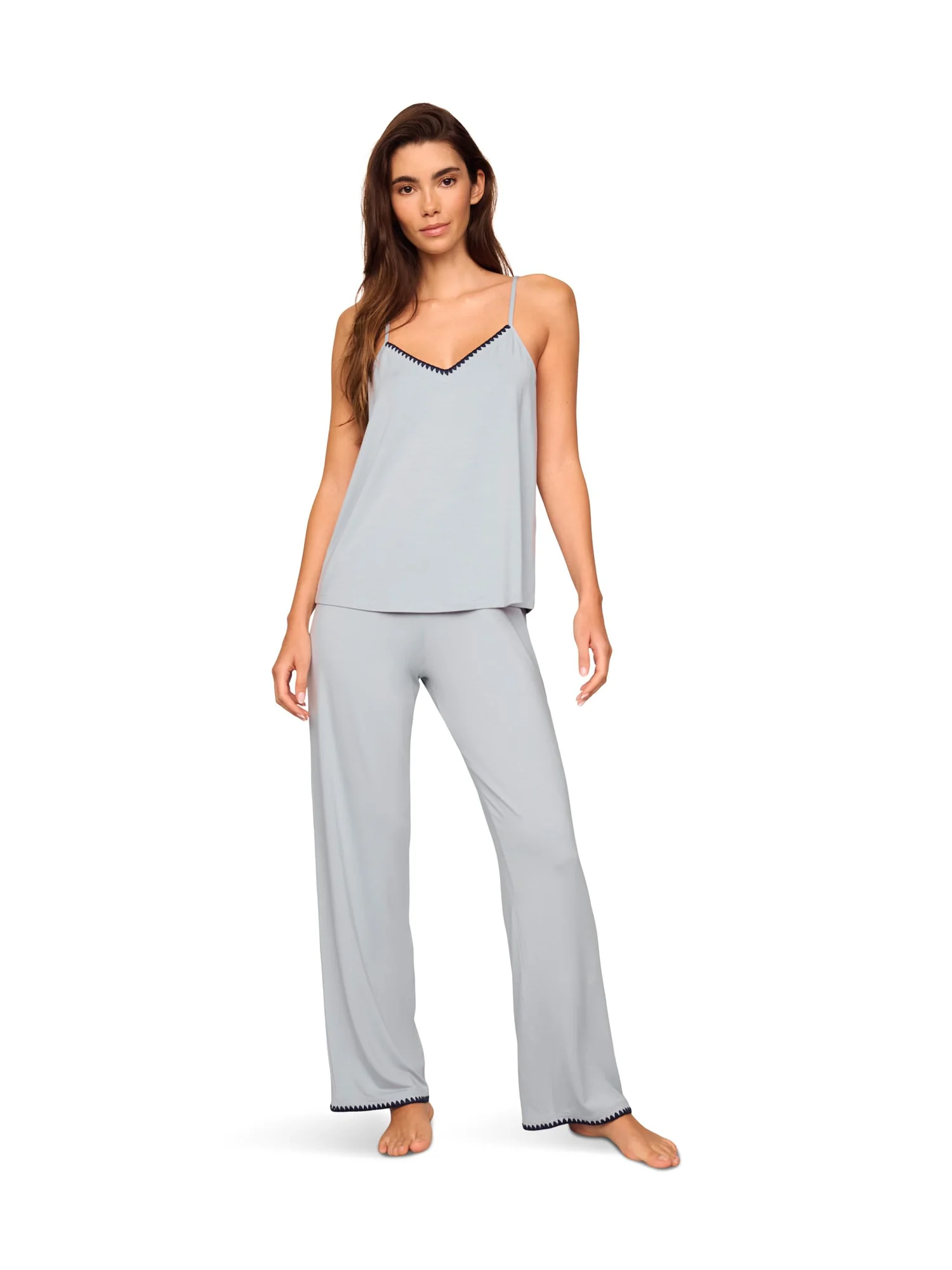 Пижама Eberjey Frida Cami And Pant PJ Set — изображение 1 из 3, серый/темно-синий